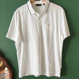 Ted Baker White Polo with Black Trim Mens 6 Classic Chic Polished Contemporary